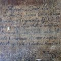 Tisztított vászon hátoldal, részlet a felirattal